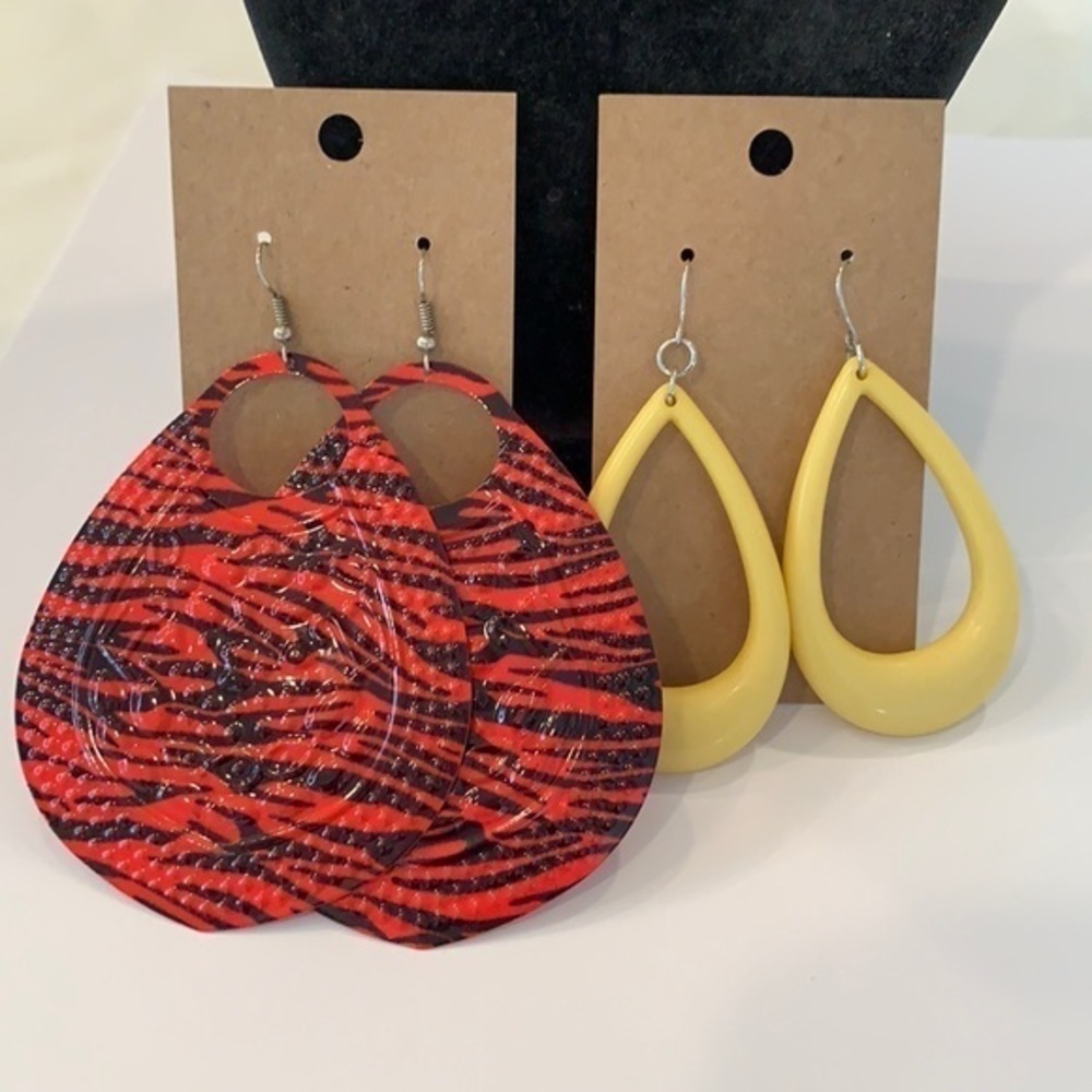 💐5/25 jumbo huge large 1980s bold colorful statement earrings